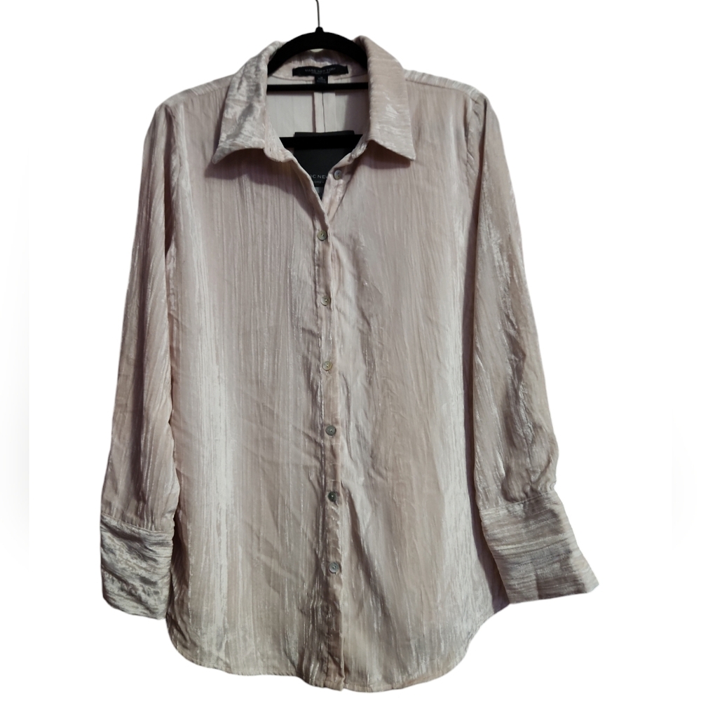 marc new york blush velvet feel button down top new medium